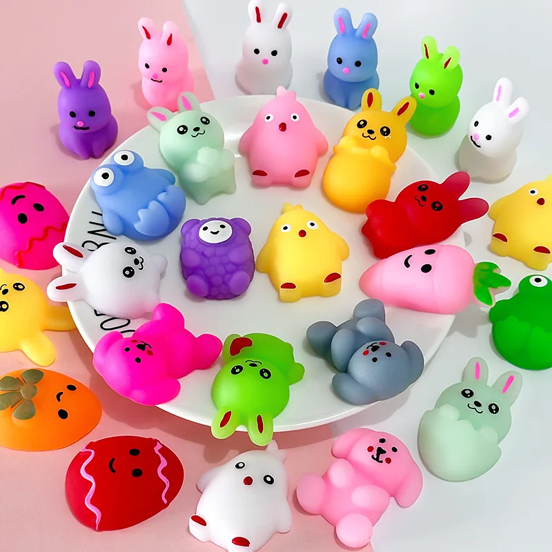 10/20/30/50pcs Easter Bun Squishy Stress-Relief Mini Egg Cute Rabbit Animal Squeeze Accessory Anti Stress Stress Relief Toys
