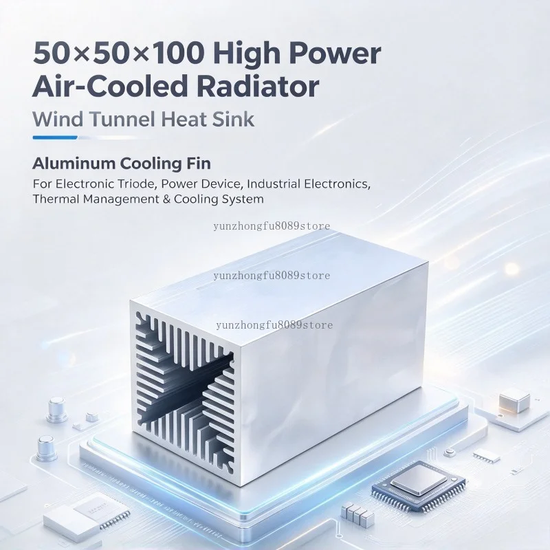 50×50×100 High Power Air-Cooled Radiator, Wind Tunnel Heat Sink, Aluminum Cooling Fin for Electronic Triode & Power Device