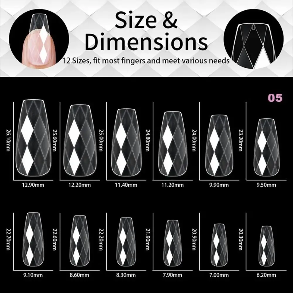 120/140pcs Luxury Diamond False Nail Tips Long Coffin Shaped Almond Square Soft Gel Nail Tips Transparent DIY