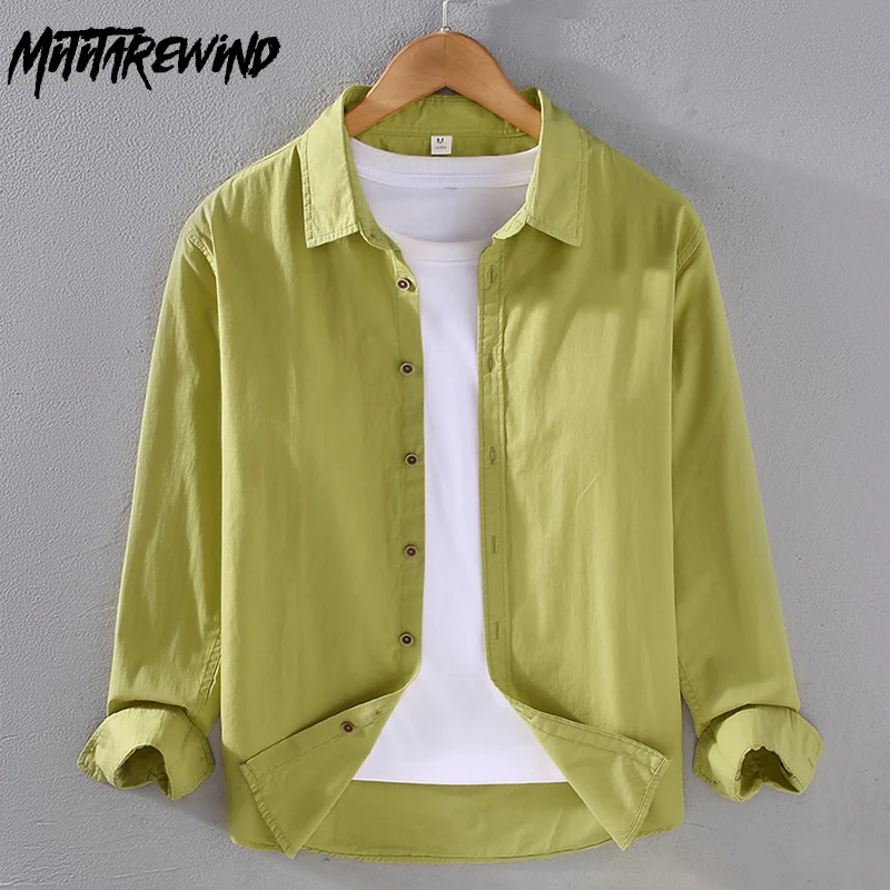 

Spring Fall Shirt Men Pure Cotton Long Sleeve Shirt Loose Casual Shirts Male Simple Versatile White Shirt Japanese Simple Tops