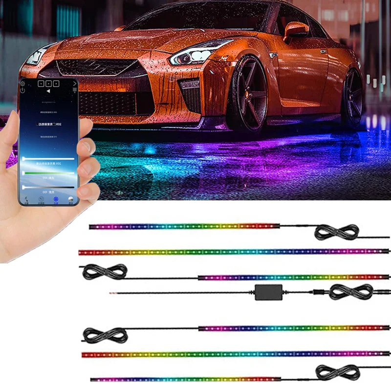 

Car Underglow RGB Multicolor Light With Wireless APP Remote Control Underbody LED Glow Neon Strip Lamp For Car Accessories