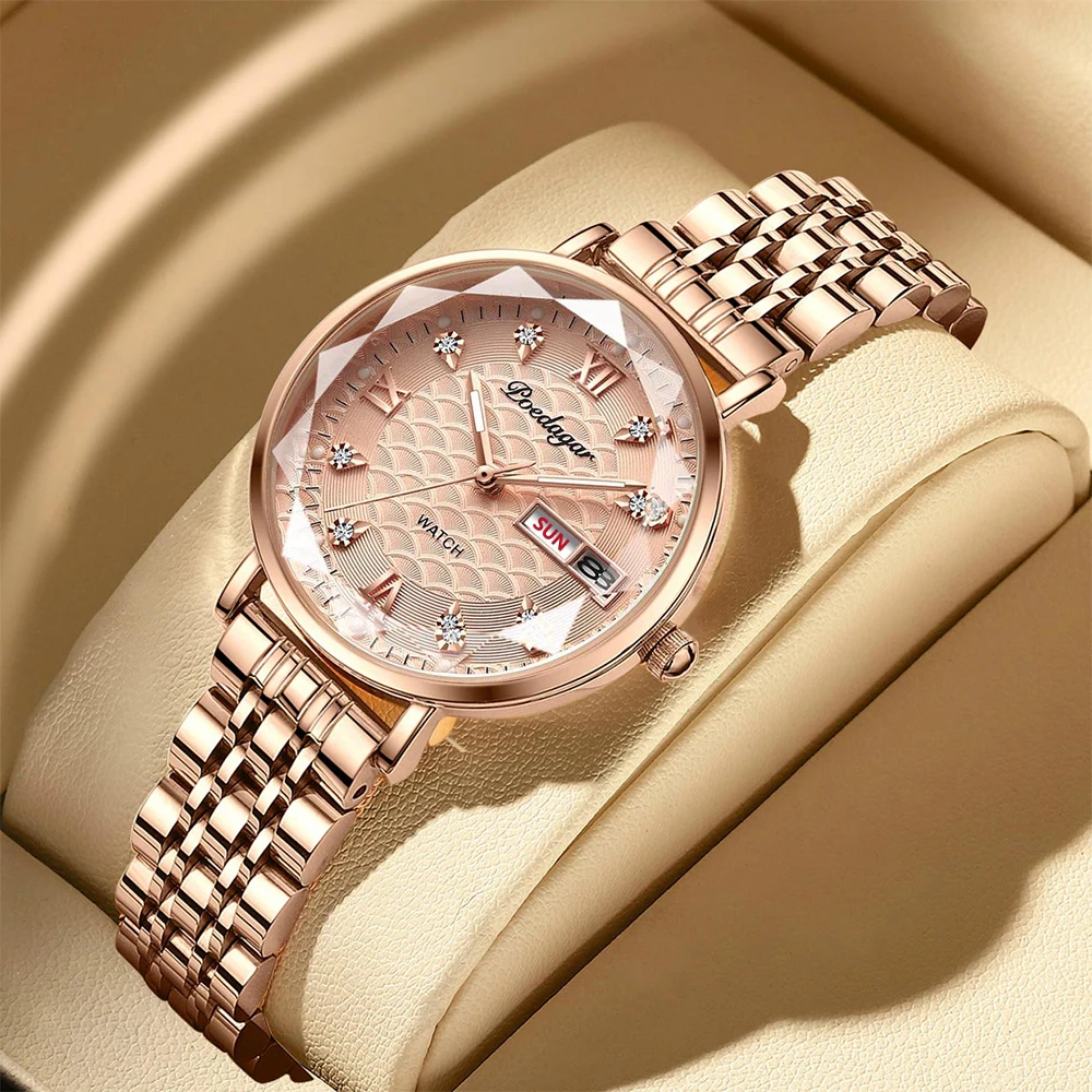 POEDAGAR High Quality Women Watch Stainless Steel Exquisite Wristwatch Bracelet Waterproof Luminous Elegant Ladies Watches Reloj