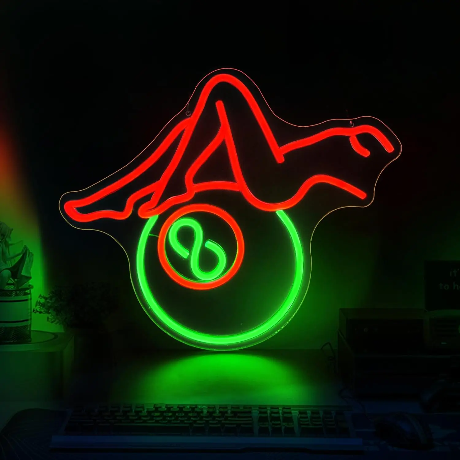 Billiards Lady Neon Sign LED Neon Lights Sign Wall Decor Preppy Girls Room Decor USB Powered Night Light Adjusting Brightness