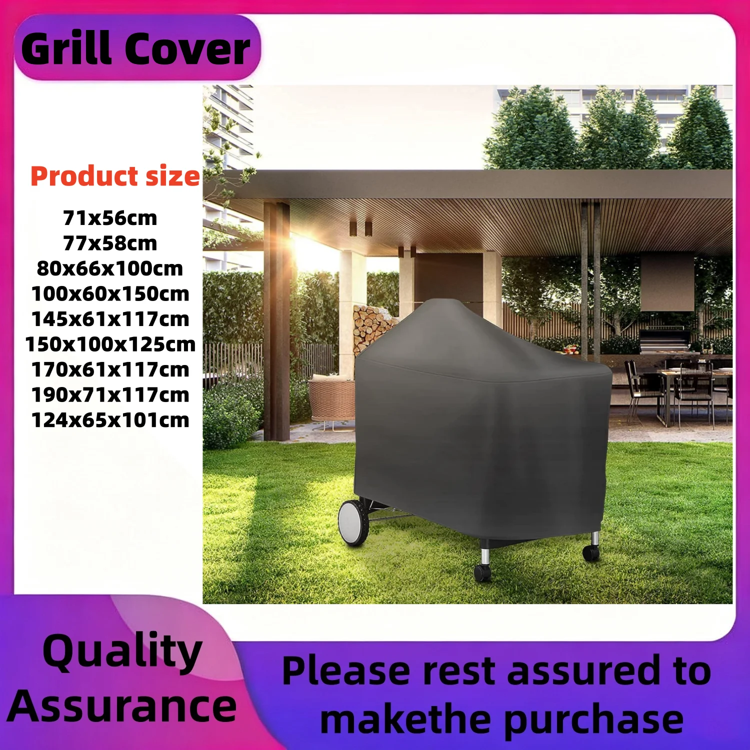 Outdoor BBQ Grill Protective Cover, Meticulously Crafted from 210D Thickened and Reinforced Oxford Fabric, Offers Powerful All