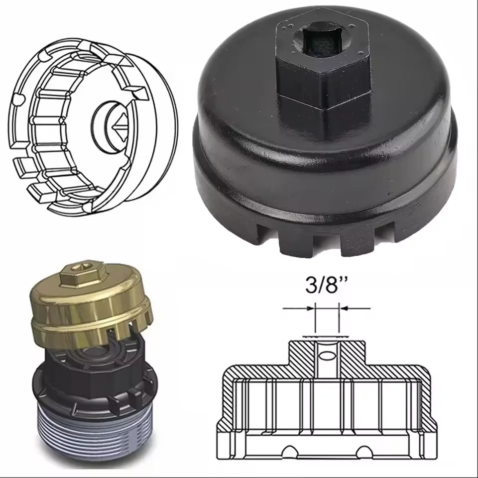 

Aluminum Oil Filter Wrench 3/8 Square Drive Cap Socket Remover Tool 14 Flute for Toyota Prius Corolla Rav4 Lexus Car Repair Tool