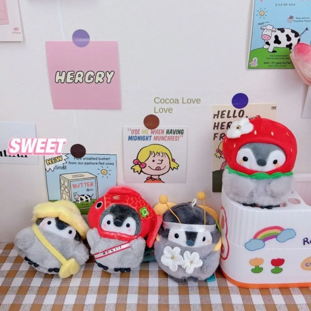 Porte-clés en peluche pingouin de dessin animé, petit canard, pain, abeille, Animal, jouets en peluche, porte-bonheur Koi, poupée pingouin douce, pendentif pour enfants