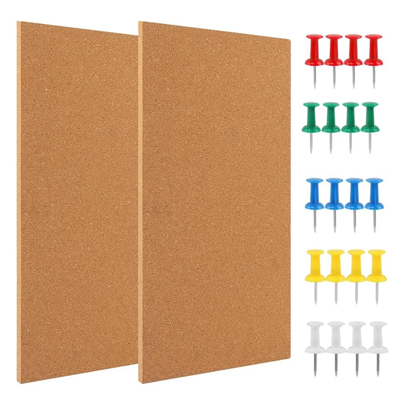 Cork Board Bulletin Board, Small Rectangular Pin Board for Wall, Self-Adhesive Cork Board for Office, School and Home-ABWO