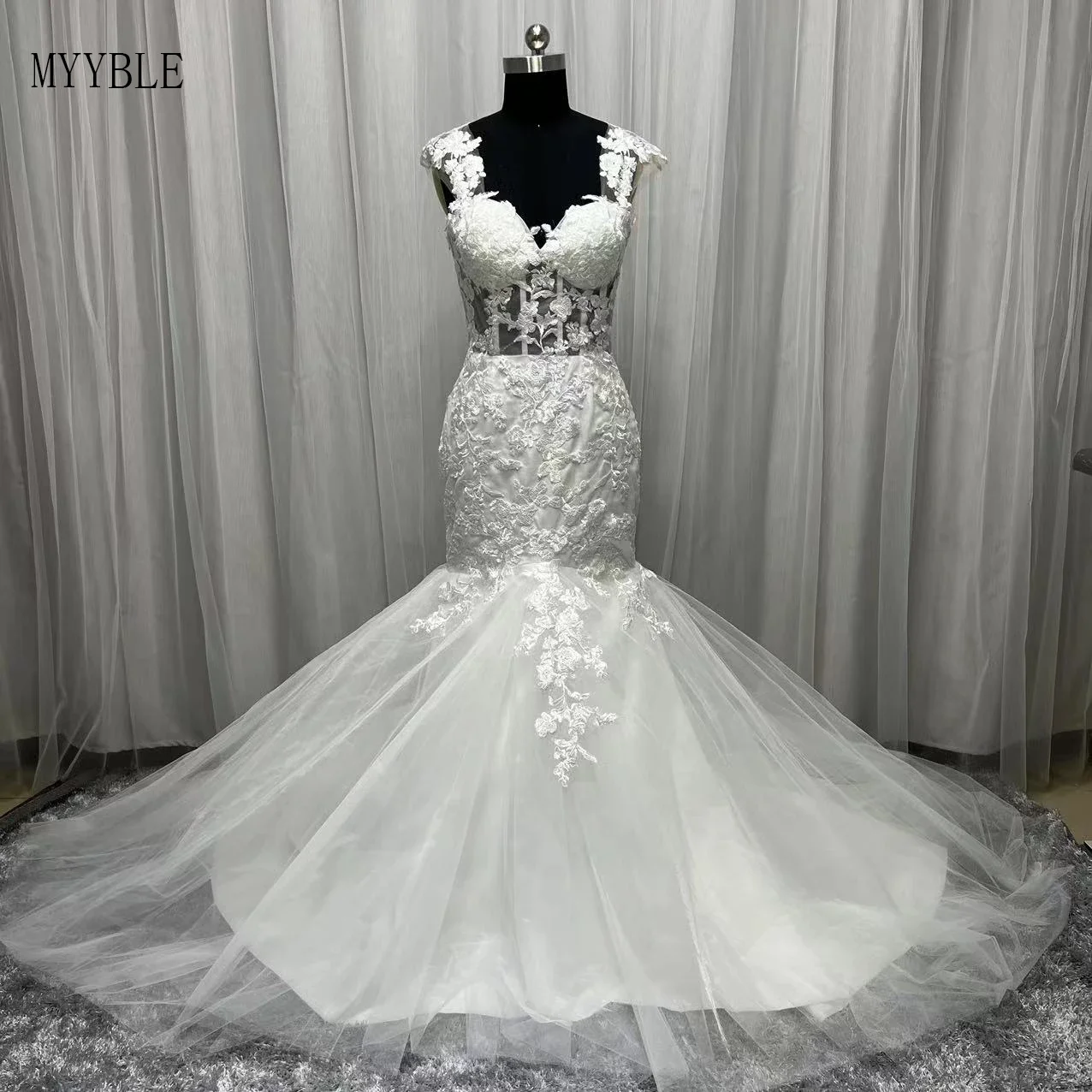 

MYYBLE New Arrival Real Photo Elegant Mermaid Wedding Dresses 2023 Straps Custom Made Bridal Gowns Vestido De Novia Court Train