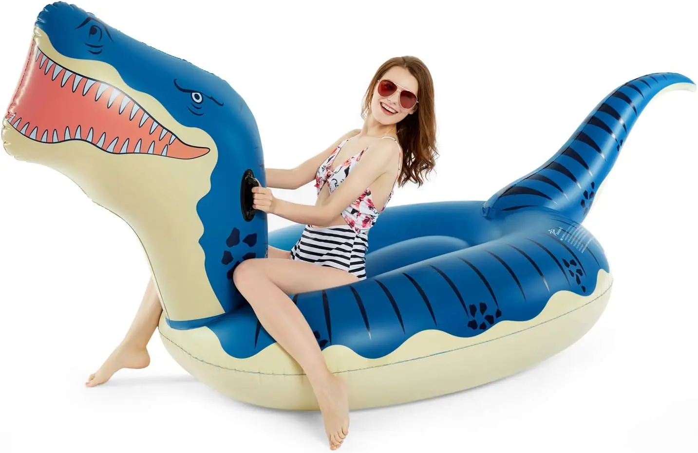 

Giant Inflatable T-Rex Pool Float for Kids & Adults, 124'' Dinosaur Ride-On for Summer Beach Party