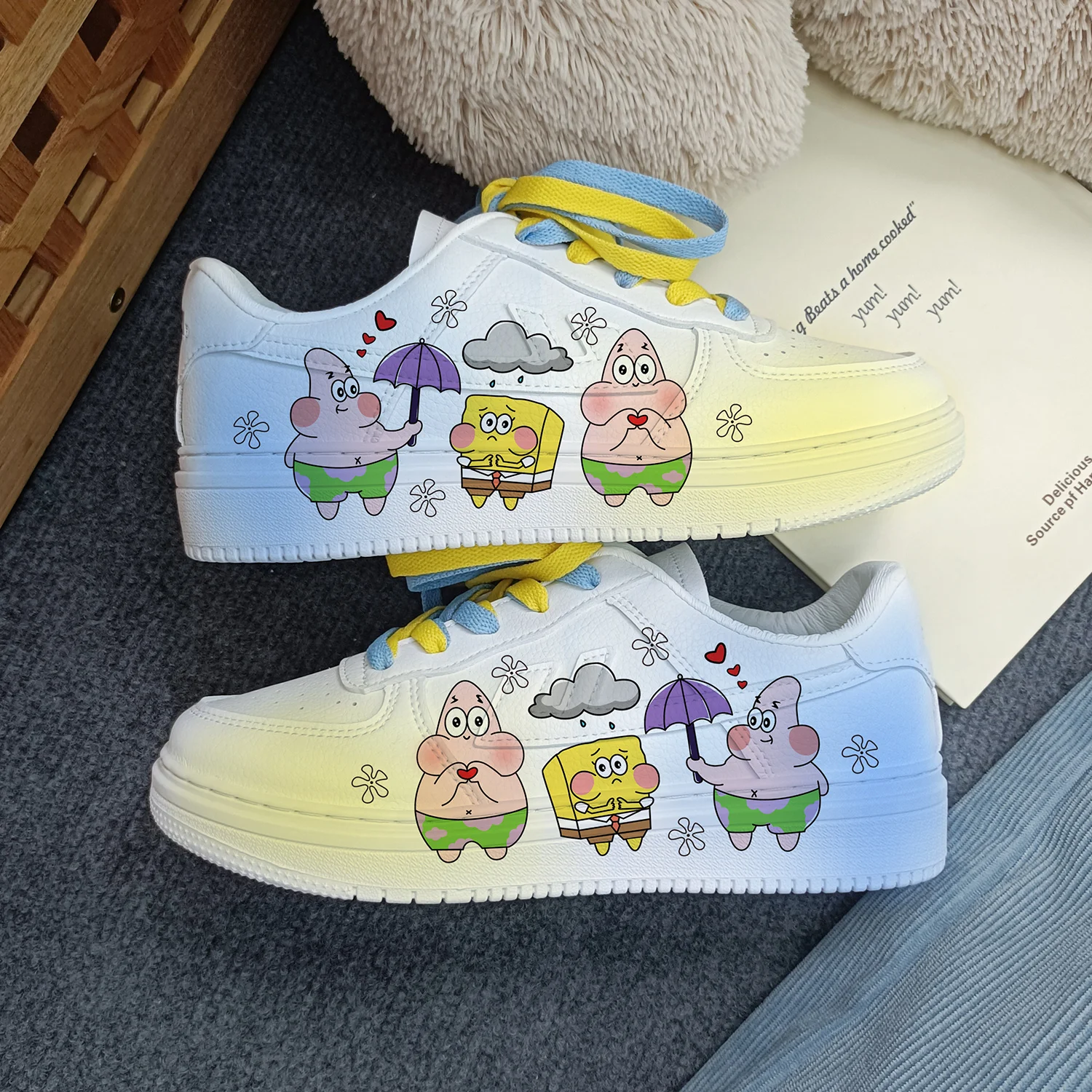 New cartoon SpongeBob SquarePants princess cute Casual shoes soft sports shoes for girlfriend gift EU size 35-44