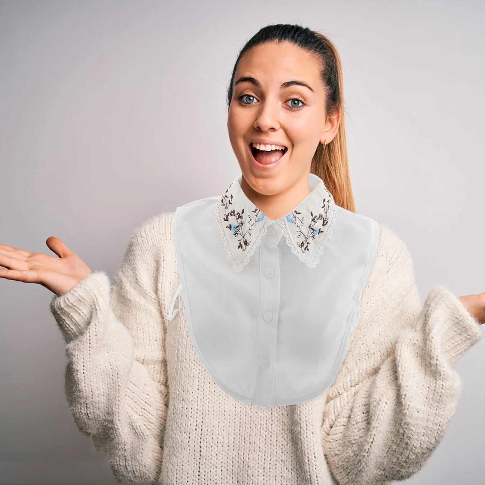 Colletto Ricamato alla Moda per Donne, Accessorio Versatile per Collo Finto, Tessuto Morbido e Confortevole per Vari Outfit