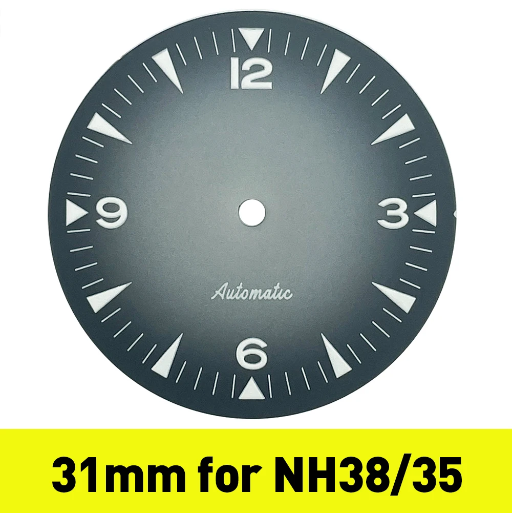 31mm Sterile Watch Dial Parts for NH38A NH35A Rail Master Homage BGW9 Lume Gradient Color