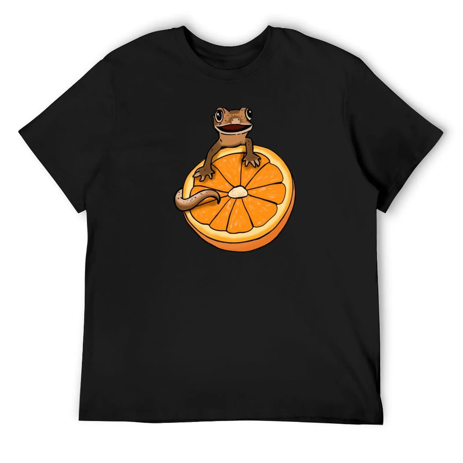 Crested Gecko and Orange, Cute Gecko, Happy Gecko, Cresties T-Shirt customizeds plus size men clothing