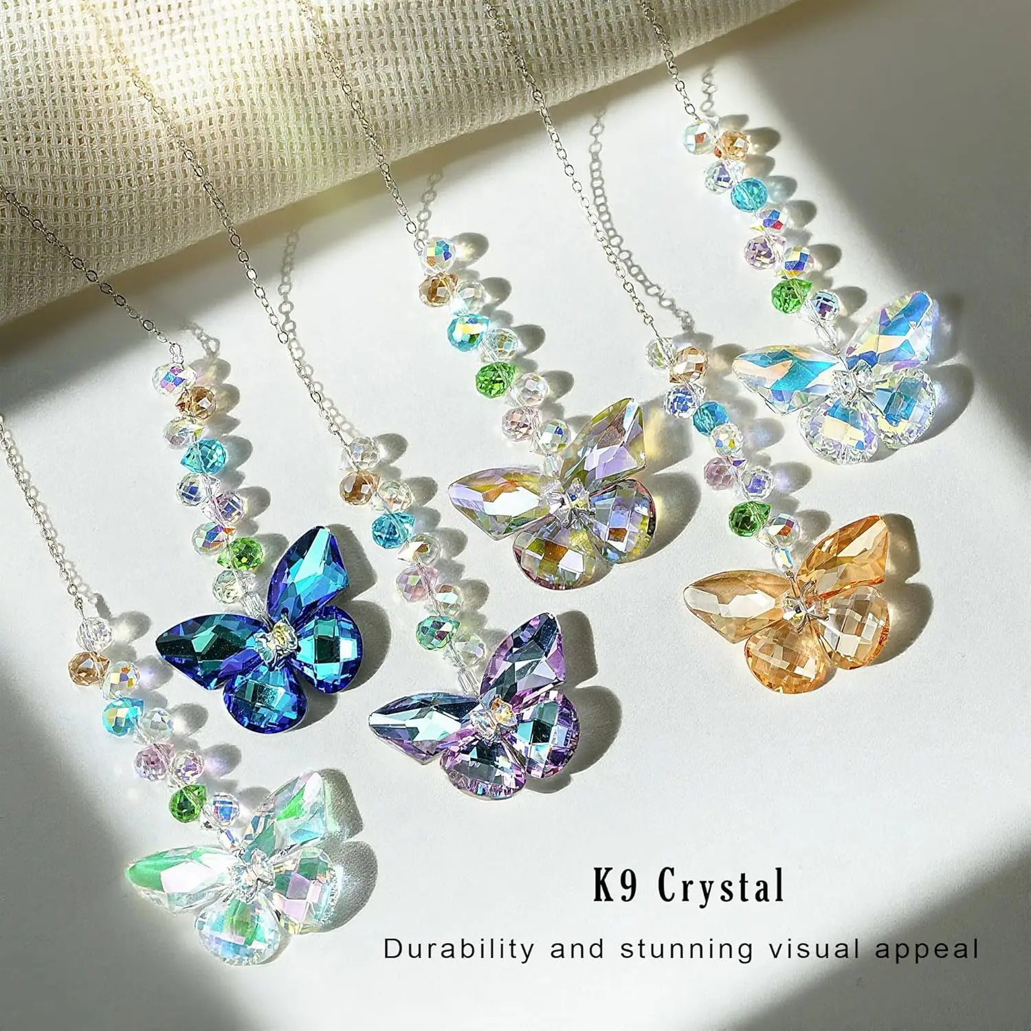 Crystal Butterfly Suncatchers for Window Hanging Ornaments, Rainbow Maker Sun Catchers Indoor Outdoor Patio Garden Decor Gifts