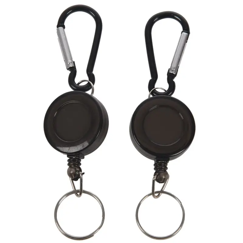 

2 PCS BADGE REEL - RETRACTABLE RECOIL YOYO SKI PASS ID CARD HOLDER KEY CHAIN Color:Black Amount:2Pcs