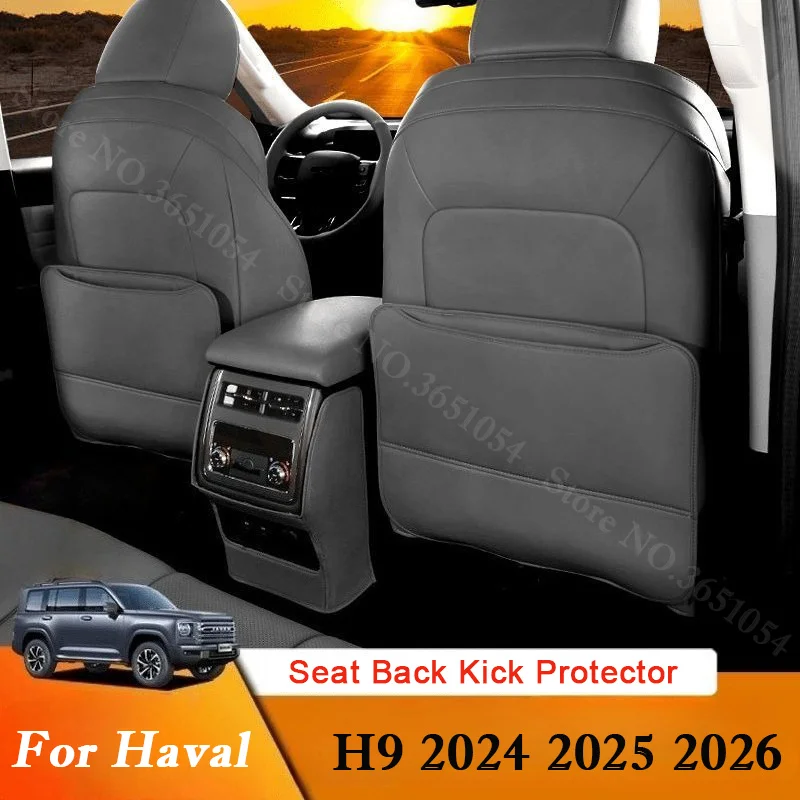 

Leather Car Rear Anti-kick Pad Special Seat Back Kick Protector Cover for Haval H9 2024 2025 2026 Auto Interior Accessories