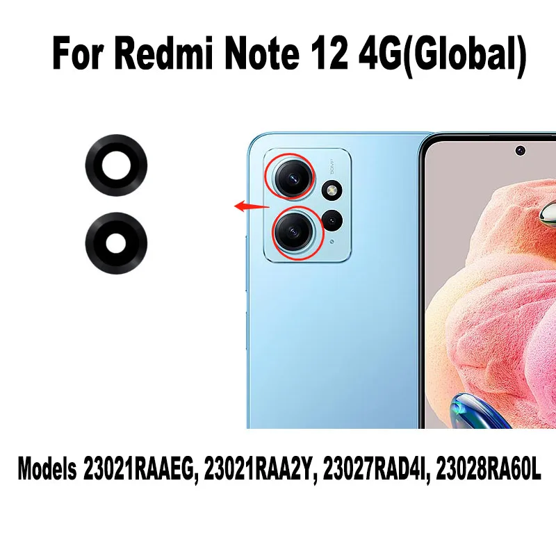 1PCS For Xiaomi Redmi Note 12 Pro Plus + 4G 5G Back Camera Glass Rear Lens Cover With Frame Ahesive Sticker Replacement