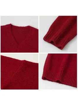 Loose V-Neck Knit Sweater 5 CHIC VEN Women Sweaters Solid Loose Pullovers New V-neck Knitwear Knitted Jumpers Female Top Fashion Woman Autumn Winter 2024 5