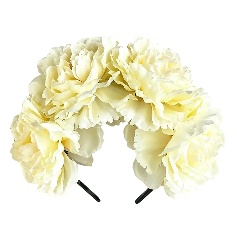 Simulated Flower Floral Garland Headband Gorgeous Design Romantic Style Artificial Flower Crown Elegant Rose Headpiece