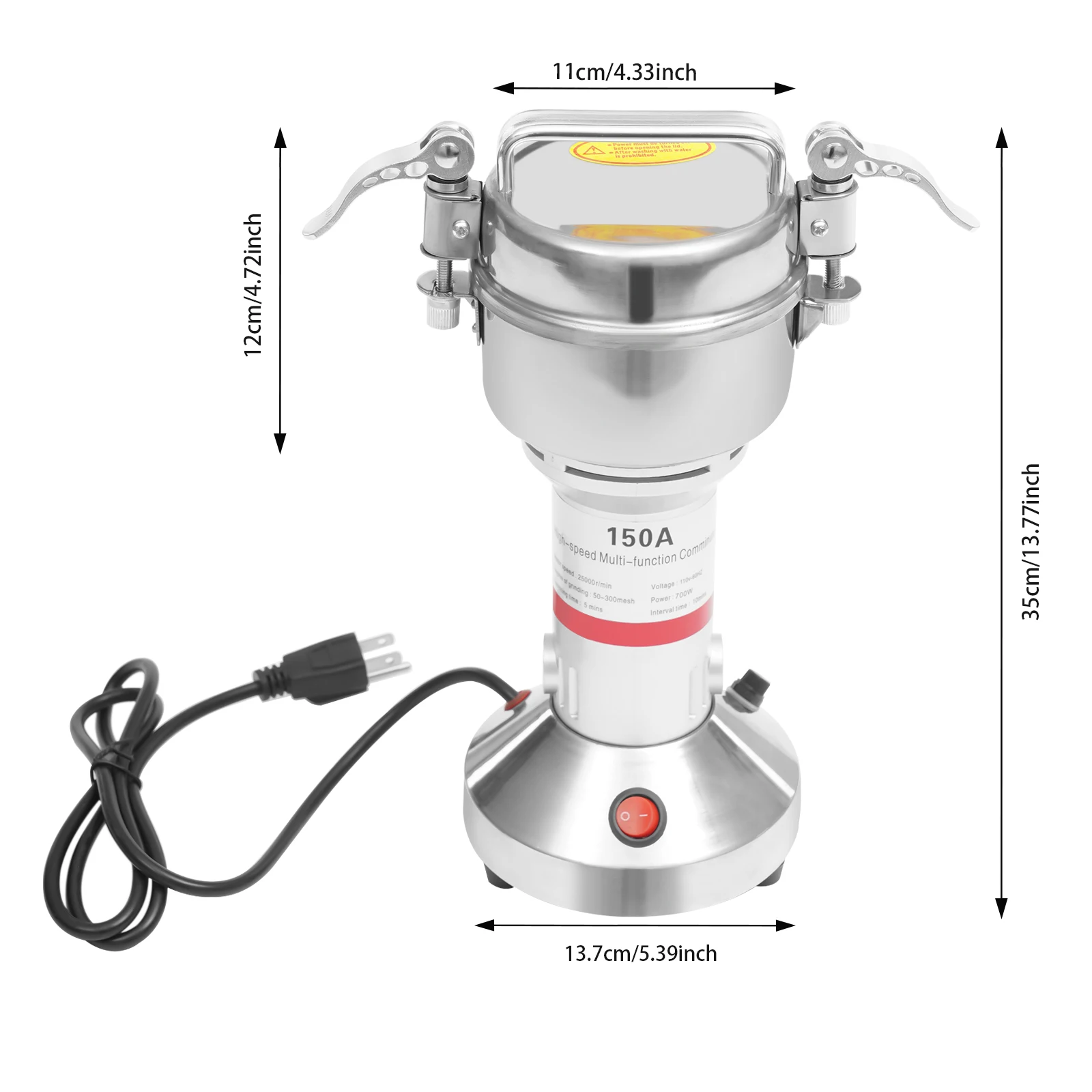 

150g/0.33lb High-Speed 28,000 RPM Food Grinder, Electric Grain Mill, 110V 850W Desktop Dry Spice and Grain Grinder