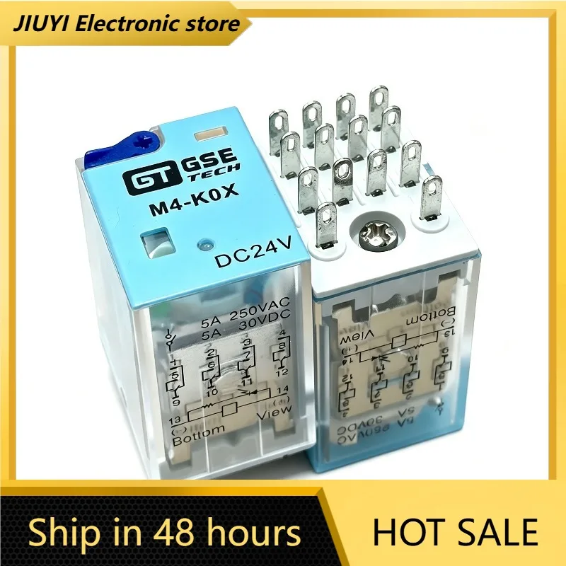 M4‑K0X KOX Electromagnetic Relay DC24V 14Pin 4PDT 5A 250VAC Plug‑in Intermediate Relay For Industrial PLC Automation Control