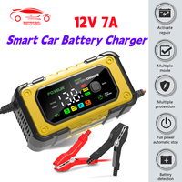 FOXSUR Smart Car Battery Charger for 12V 7A AGM GEL LiFePO4 Batteries Desulfator Motocycle Fast Charging Maintainer with Repair