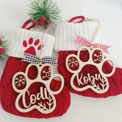 Personalised Christmas Ornaments Home Decor Wooden Dog Paw Xmas Tree Decoration Hanging Bauble Christmas Stocking