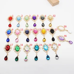 10Pcs 25*50mm Elliptical Alloy Rhinestone Pendant Jewelry Accessories Handmade Diy Wedding Clothing Bow Decoration Accessories