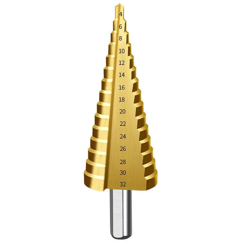 HSS 6542 Steel Step Cone Titanium Coated Drill Bit Straight Flute Triangular shank Hole Cutter Cone Drilling Tool