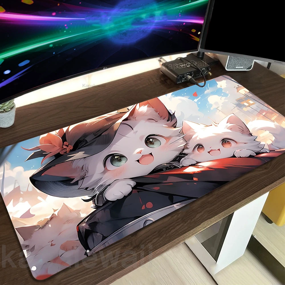 Desige Mousepad Gaming Speed Keyboard Large Pads Mouse Pad XXL Rubber Carpet Locked Edge Mouse Mat 900x400mm Kawaii Cat Mat