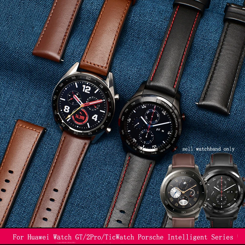 Ремешок силиконовый из натуральной кожи для Huawei GT 2 GT2 Pro, сменный Браслет для часов Honor Magic 1 2 46 мм, мужской браслет для часов 22 мм