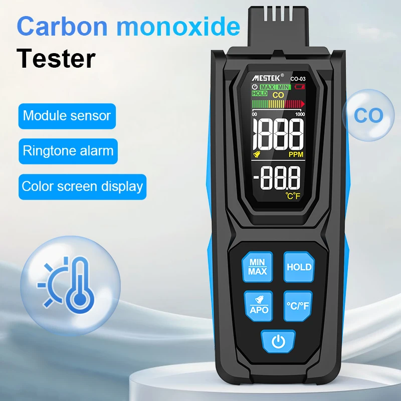 Real-time monitoring of gas meters Double alarm Indoor CO-O3 ambient air quality detector Temperature and humidity detection view 2