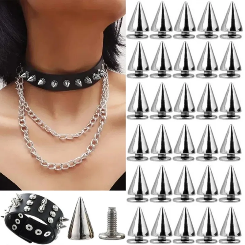 Fashion Silver Cone Studs and Spikes DIY Craft Cool Punk Garment Rivets for Clothes Bag Shoes Handcraft Garment Accessories