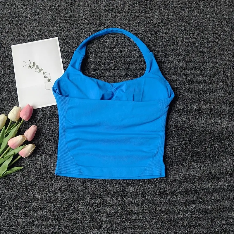 Nahtloses Damen-Neckholder-Top, Sportweste, Yoga-Top, Rückenfreies Fitness-Tanktop, Lauf-Top, Gym-BH, Workout-Fitnesskleidung – Detail 8