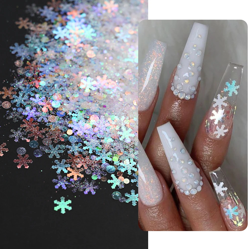 10 g/worek Fairy Blue Mermaid Nail Art Glitter Cute Dolphin Flakes Nail Sequins ﻿ Holograficzny, sypki proszek do zdobienia paznokci z brokatem ﻿