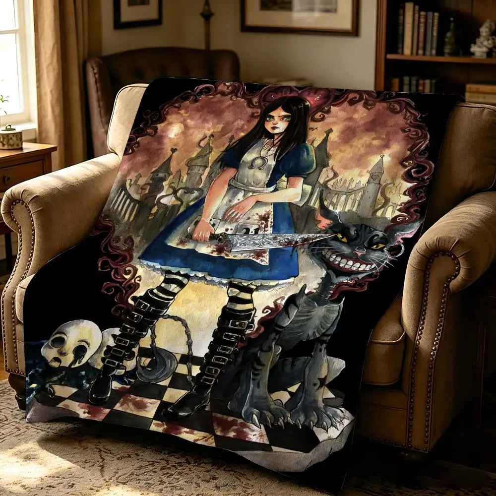 game A-Alice Madness Returns-S Throw Thick Comfort Flannel Quilt, Multi-scene Use Indoor Outdoor Daily Nap