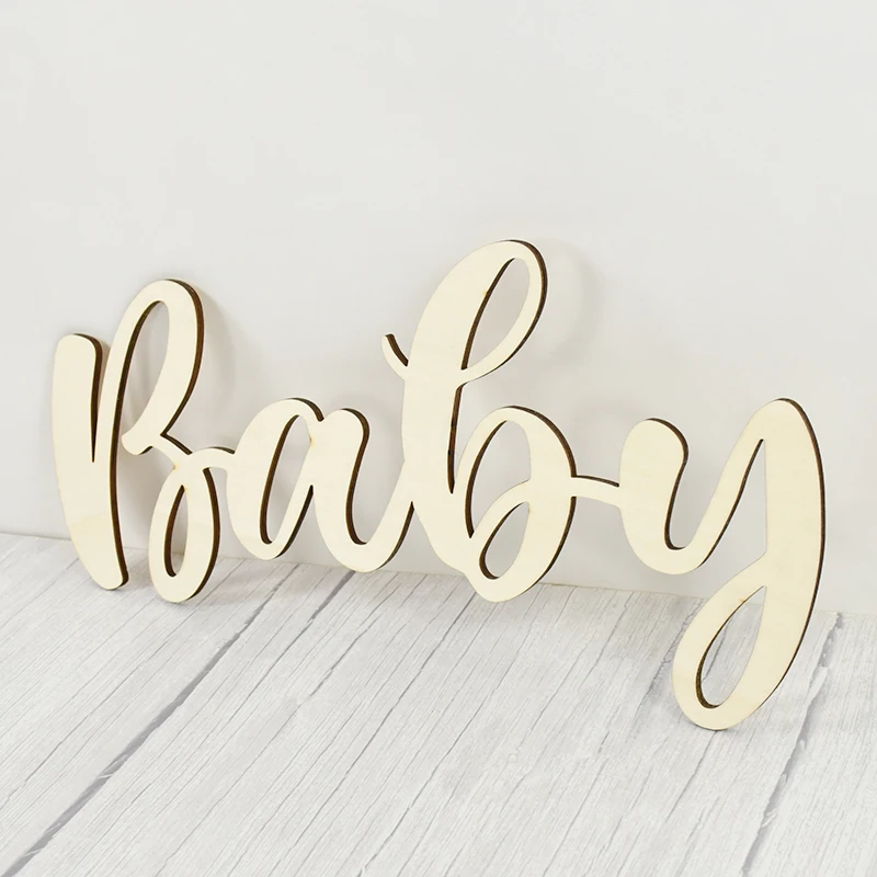Oh Baby Wooden Letter With String Birthday Shower Wall Sticker Decoration Gender Reveal Party Wall Sign Wedding Decor Supplies