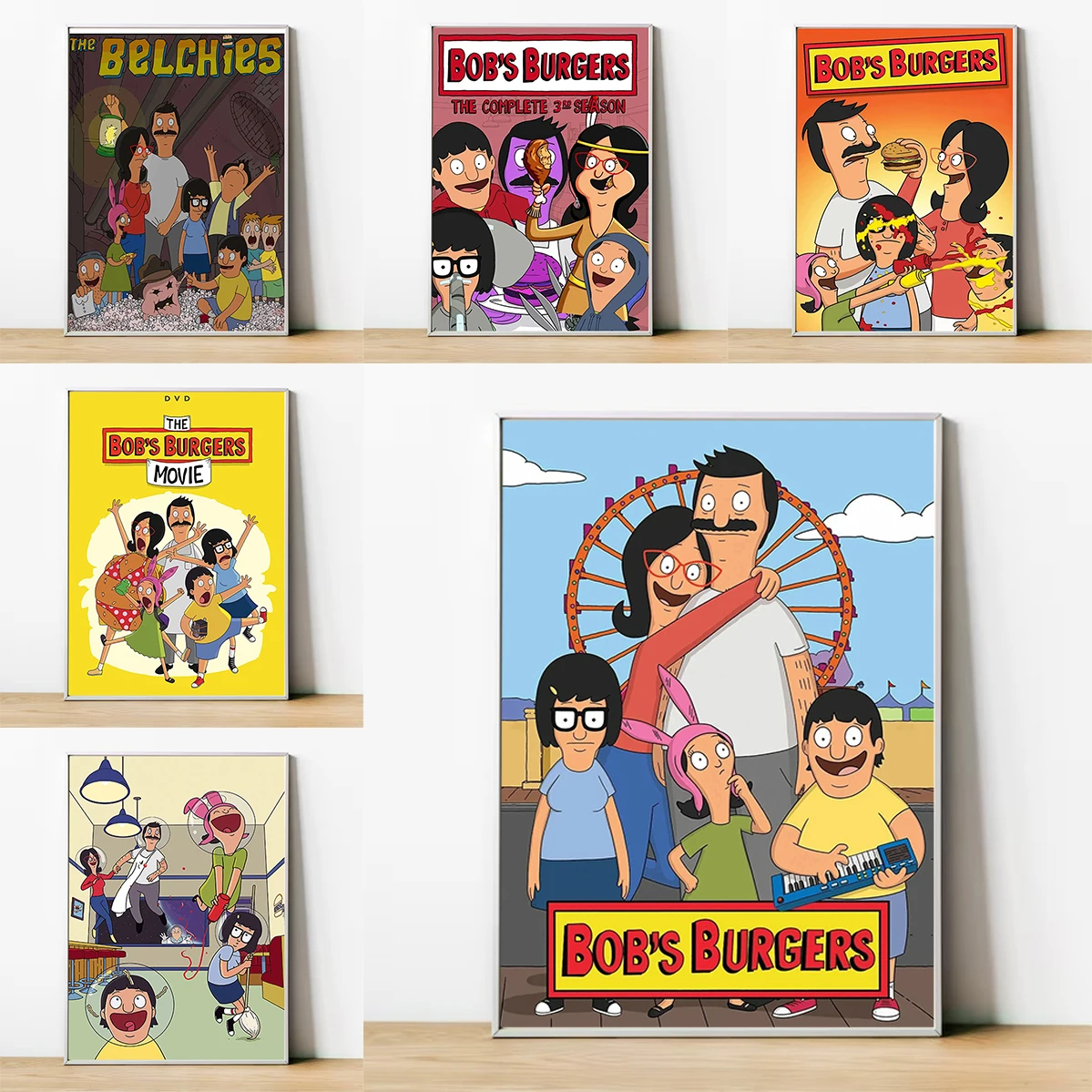 B-Bobs B-Burgers Cartoon Poster Home Decorations Painting on Canvas Bedroom Decoration Posters for Wall Art Decorative Paintings