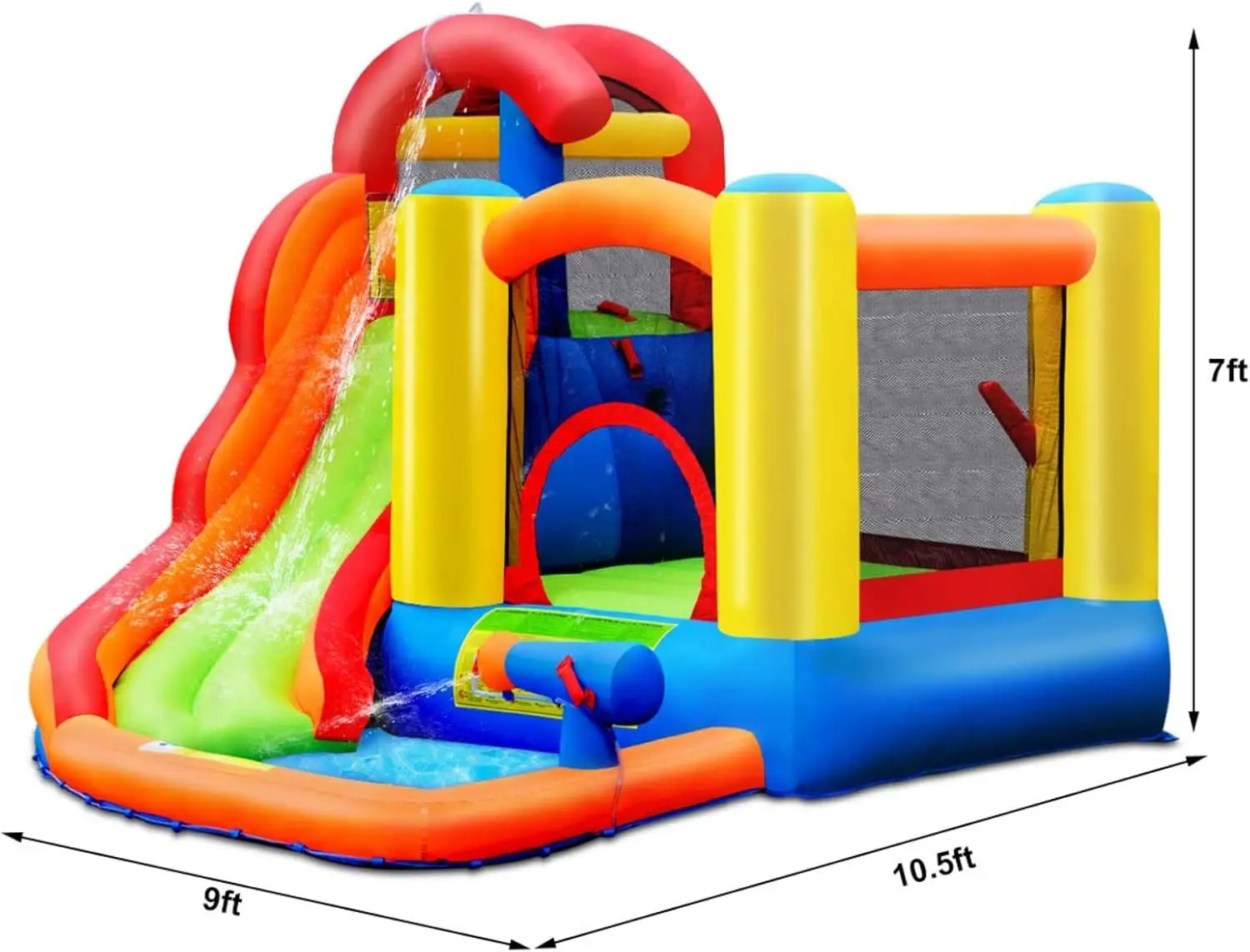Nadmuchiwana zjeżdżalnia wodna, Bounce House zjeżdżalnia wodna dla dzieci na świeżym powietrzu ze zjeżdżalnią wodną, brodzikiem, ścianką wspinaczkową, zjeżdżalnie wodne Inf