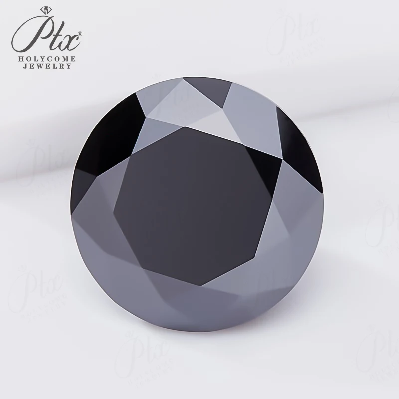 

0.5ct-10ct Black Moissanite Round Cut Loose Stones Beads for Jewelry Making Alternative for Crafting Rings Necklaces Earrings