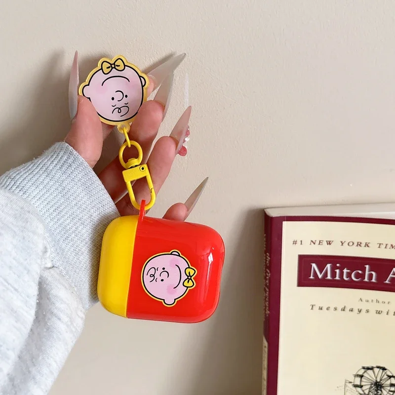 Niedliche Snoopy Charlie Brown Kopfhörerhülle für Airpods 1 2 3 4 Pro 2, kabelloses Bluetooth-Headset, schützende weiche Abdeckung mit Anhänger