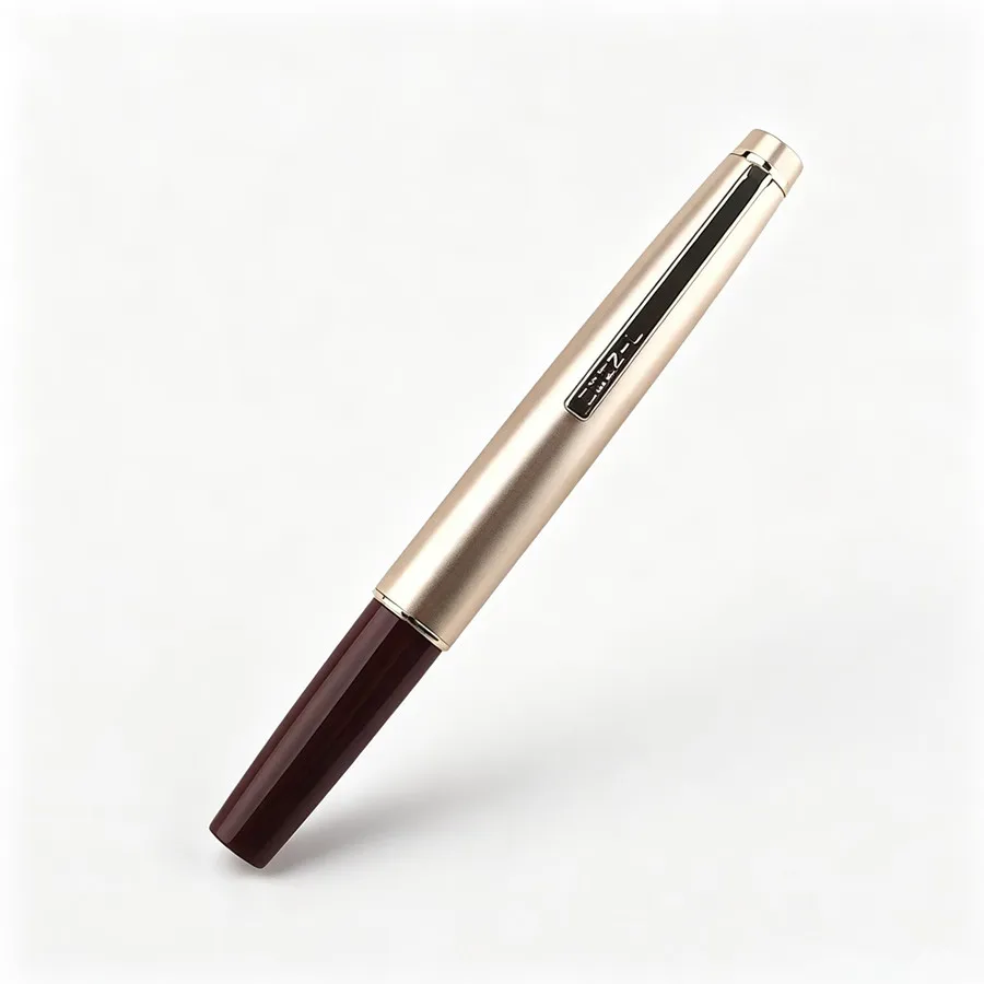 Image of Jinhao 59 Füllfederhalter Champagner-Gold Metallkappe Dunkelrot Luxuriöser Geschäfts-Schreibstift für Büro und Schule
