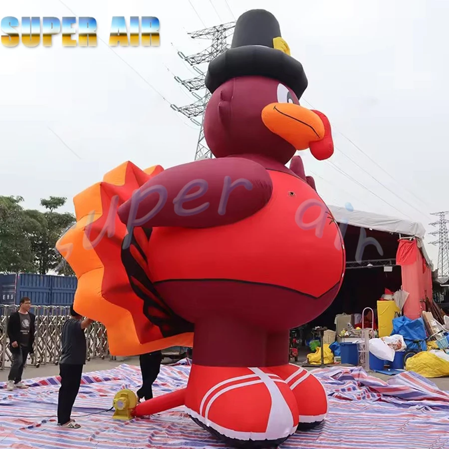 Nowy projekt gigantycznego nadmuchiwanego indyka o wysokości 8 m, idealna dekoracja świąteczna na świeżym powietrzu na Święto Dziękczynienia