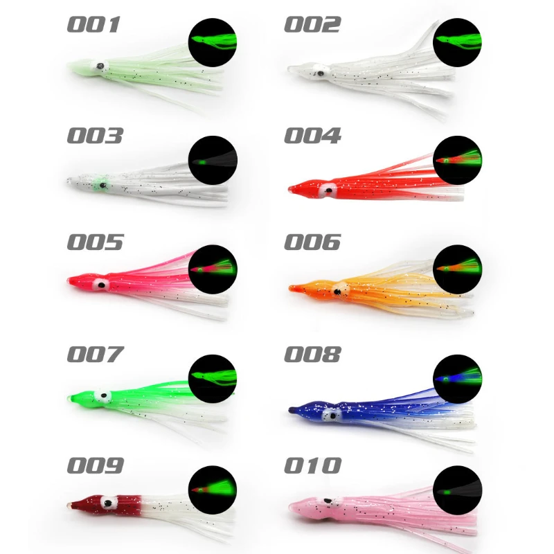 5 قطعة لينة مضيئة الأخطبوط الحبار التنانير إغراء 5-12 سنتيمتر سيليكون التونة متجنب الحبار القفز الصيد البحري توهج المطاط الطعم الاصطناعي #5