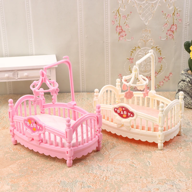 1/12 Dollhouse Simulation Mini Crib Baby Bed Model Dollhouse Bedroom Furniture Decoration Dolls House Accessories