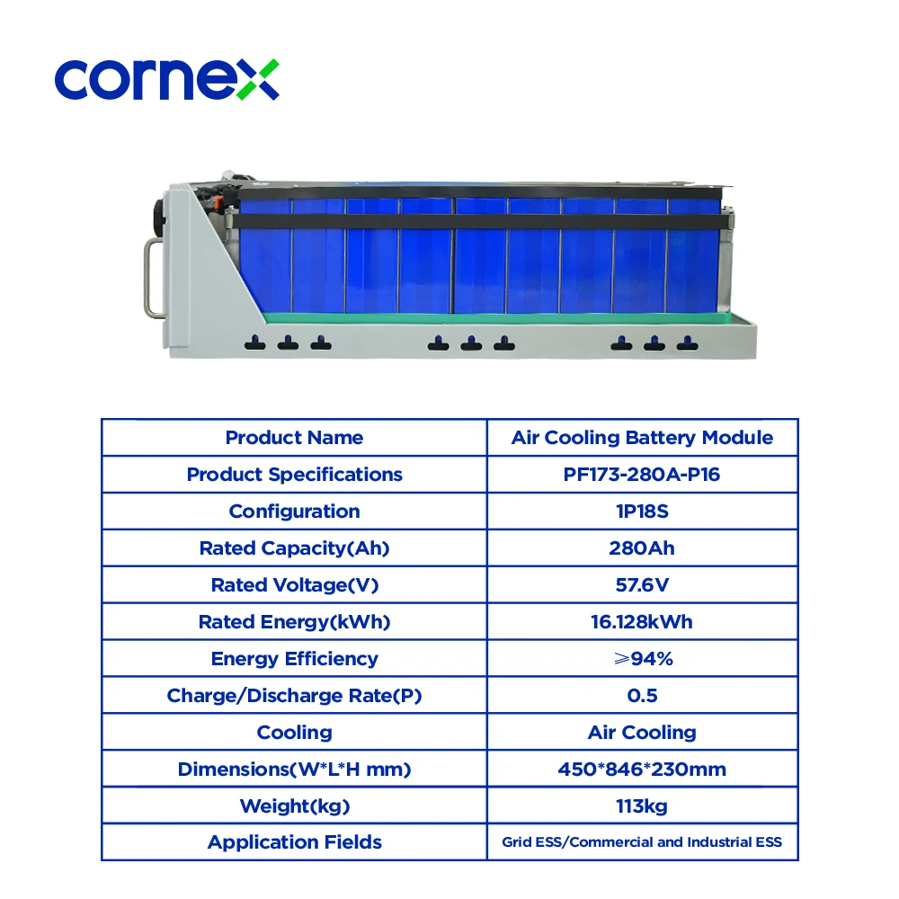 CORNEX High Voltage 57.6V 48V 100~280Ah Lithium Battery with BMS Communication to Inverter Lifepo4  Pack PF173-280A-P16