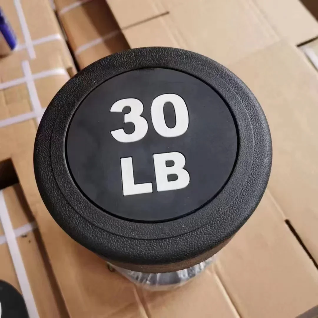 

Factory direct wholesale gym equipment LBS black rubber dumbbell
