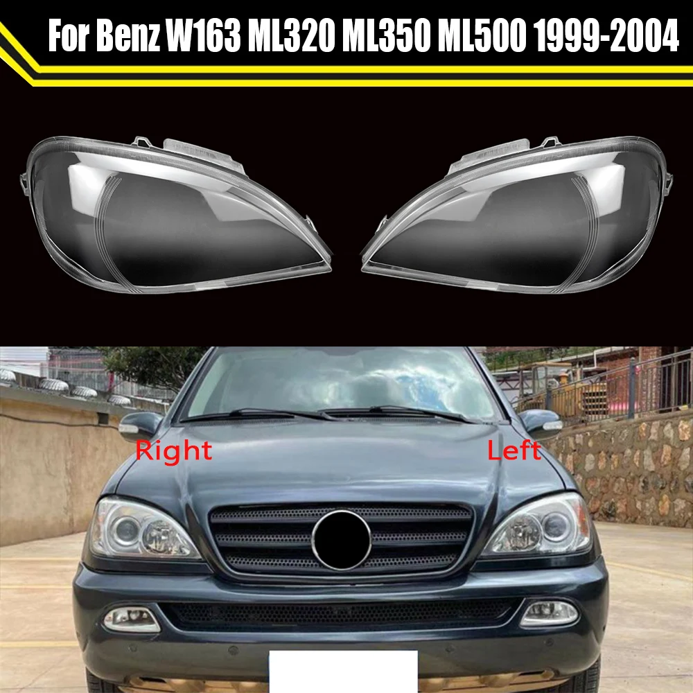 Car Head Lampshade Headlamp Transparent Headlight Shell Caps Clear Lens Cover For Mercedes-Benz W163 ML320 ML350 ML500 1999~2004