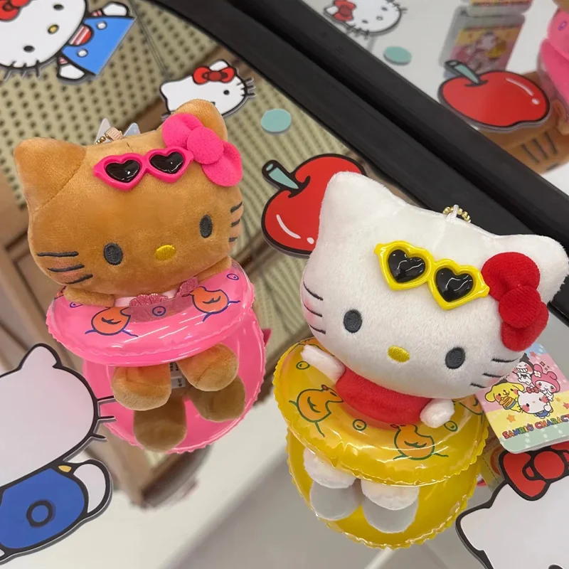 

Hello Kitty Plush Doll Swimwear Keychain Pendant Cartoon Kt Cat Stuffed Plushies Key Ring Bag Accessories Girls Gift Toys