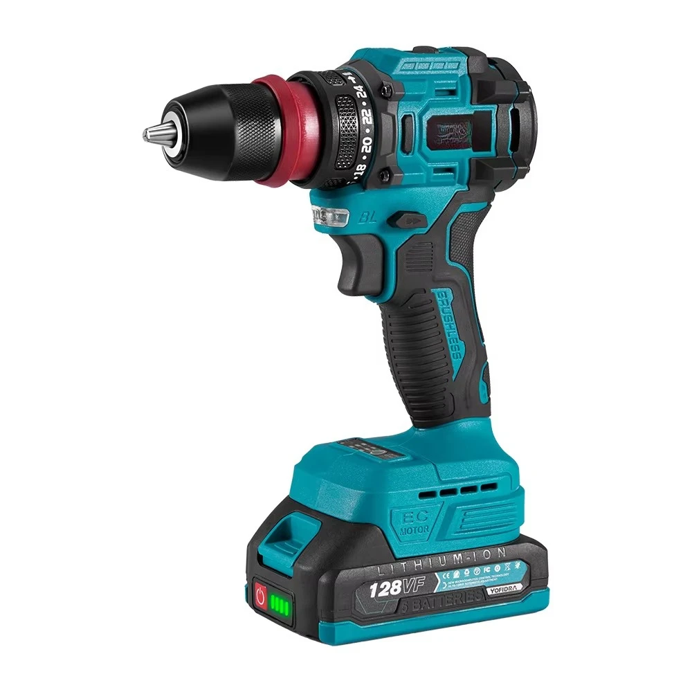 

Power Demolition Drills with 10mm Metal Drill Chuck Electric Brushless 24-speed for 18v Battery Hexagon 3000 RPM